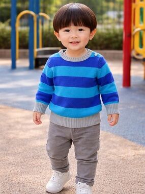 Children’s Place Blue and Gray Striped Sweater